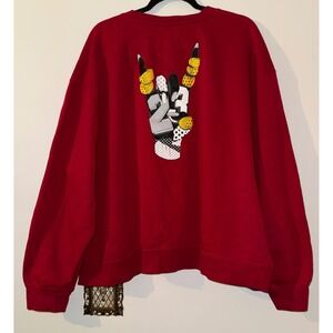 Jordan Flight Red Crewneck Sweatshirt Loose Fit Graphic Print Womens 1X